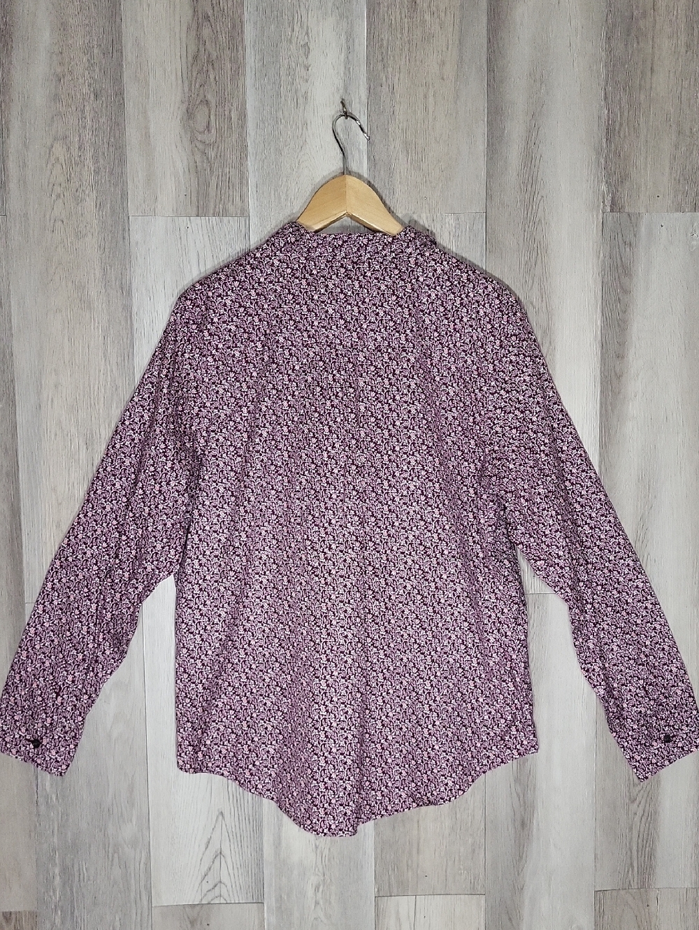 LL Bean Wrinkle Free Floral Button Down Shirt Womens XL 100% Cotton Long Sleeve - Picture 7 of 9